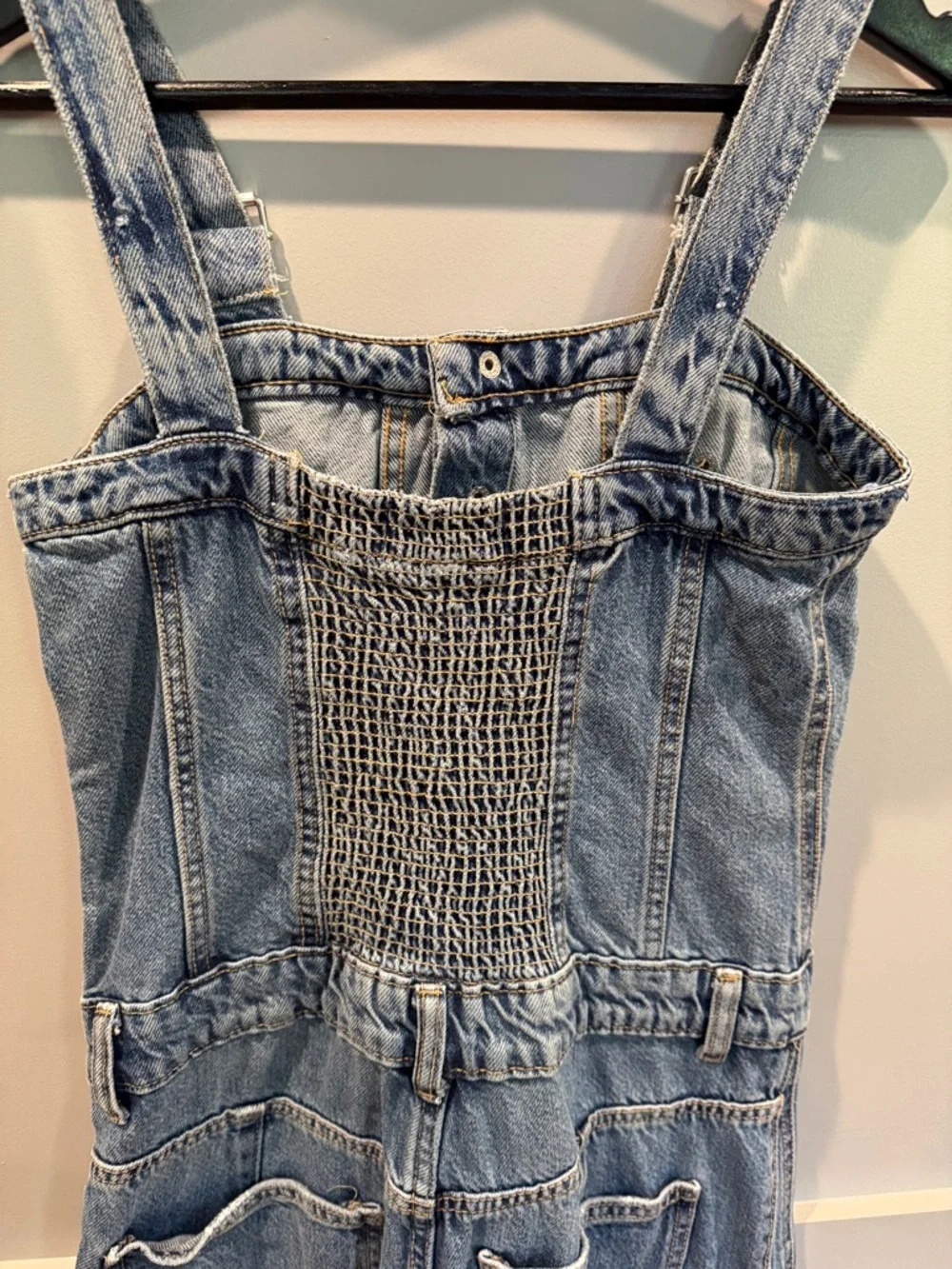 Zara Light Blue Denim Cargo Jumpsuit - Picture 6 of 8